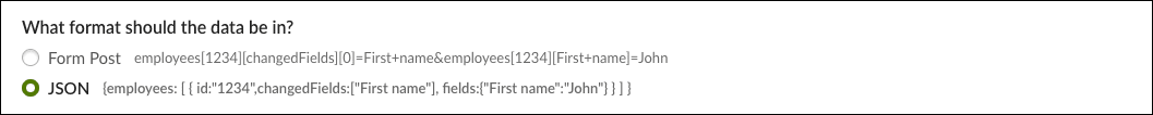 Select JSON format
