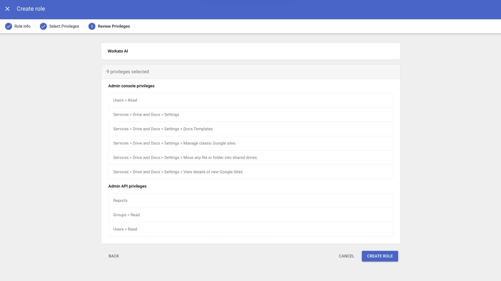 Select permissions