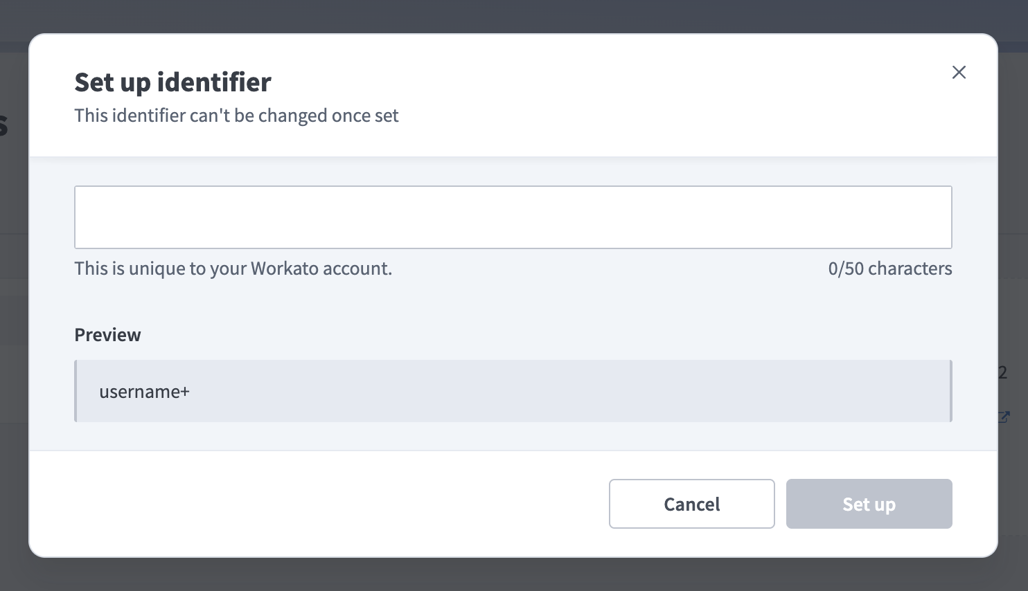 Set up identifier