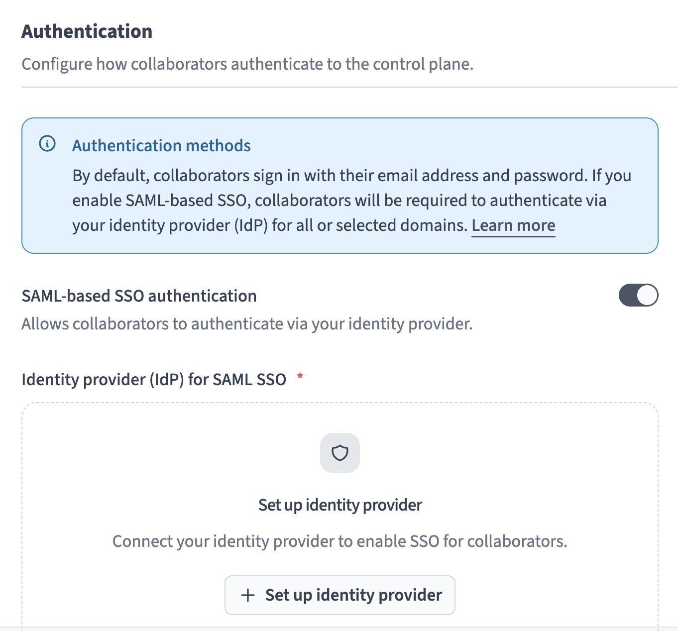 Click + Set up identity provider