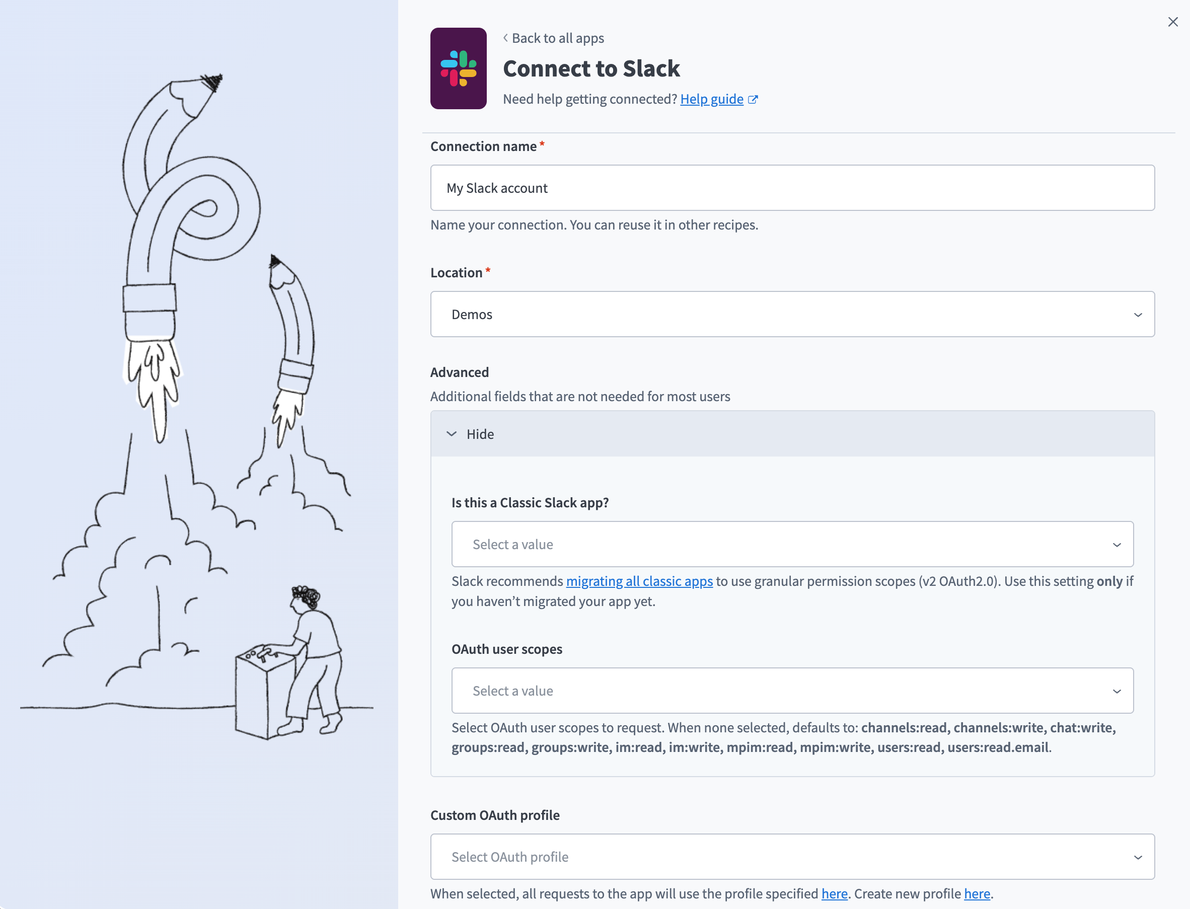 Slack connection