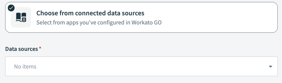 Click Workato GO data sources