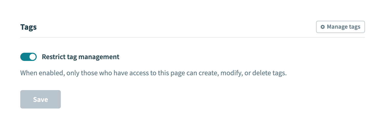 Tags settings