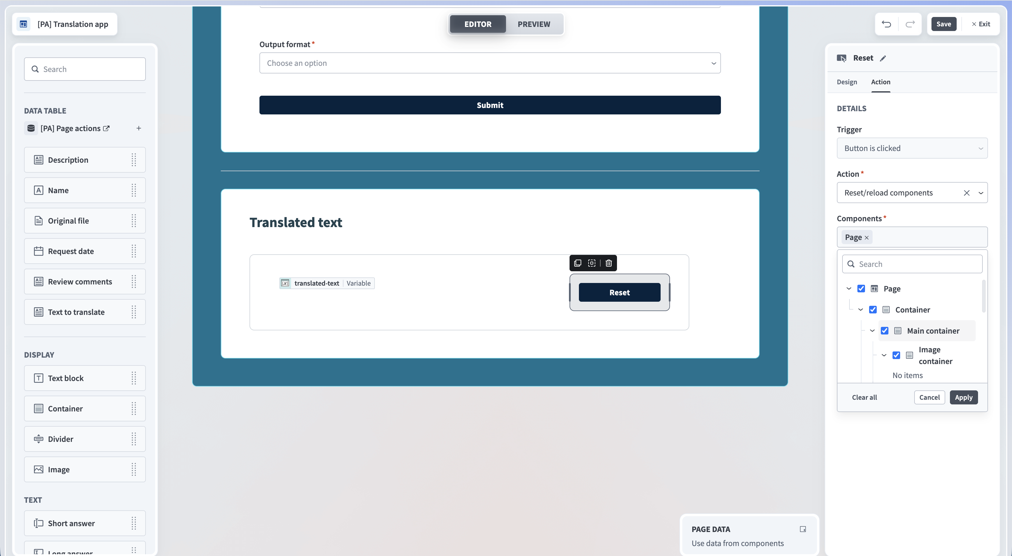 Reset button configuration