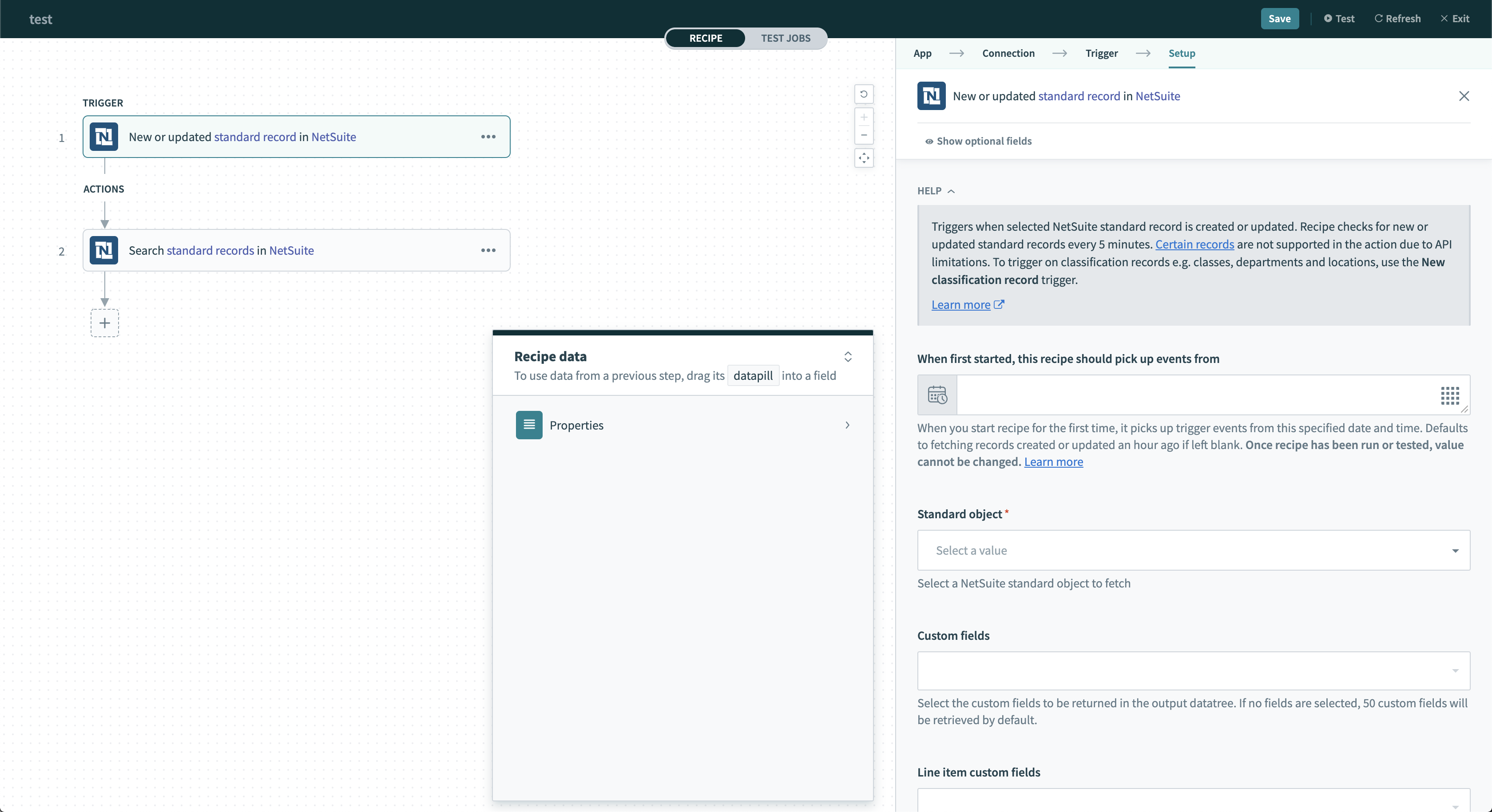 未設定の NetSuite の New/updated object トリガー