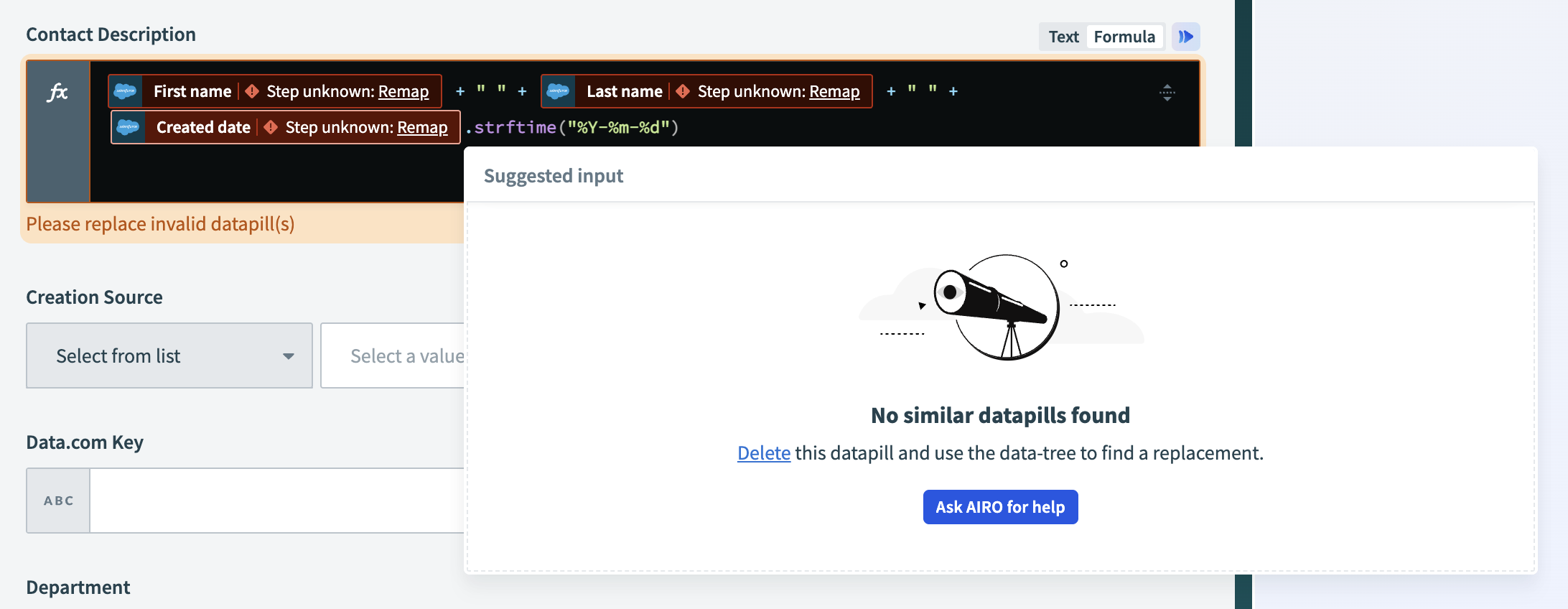 Handle unknown datapills