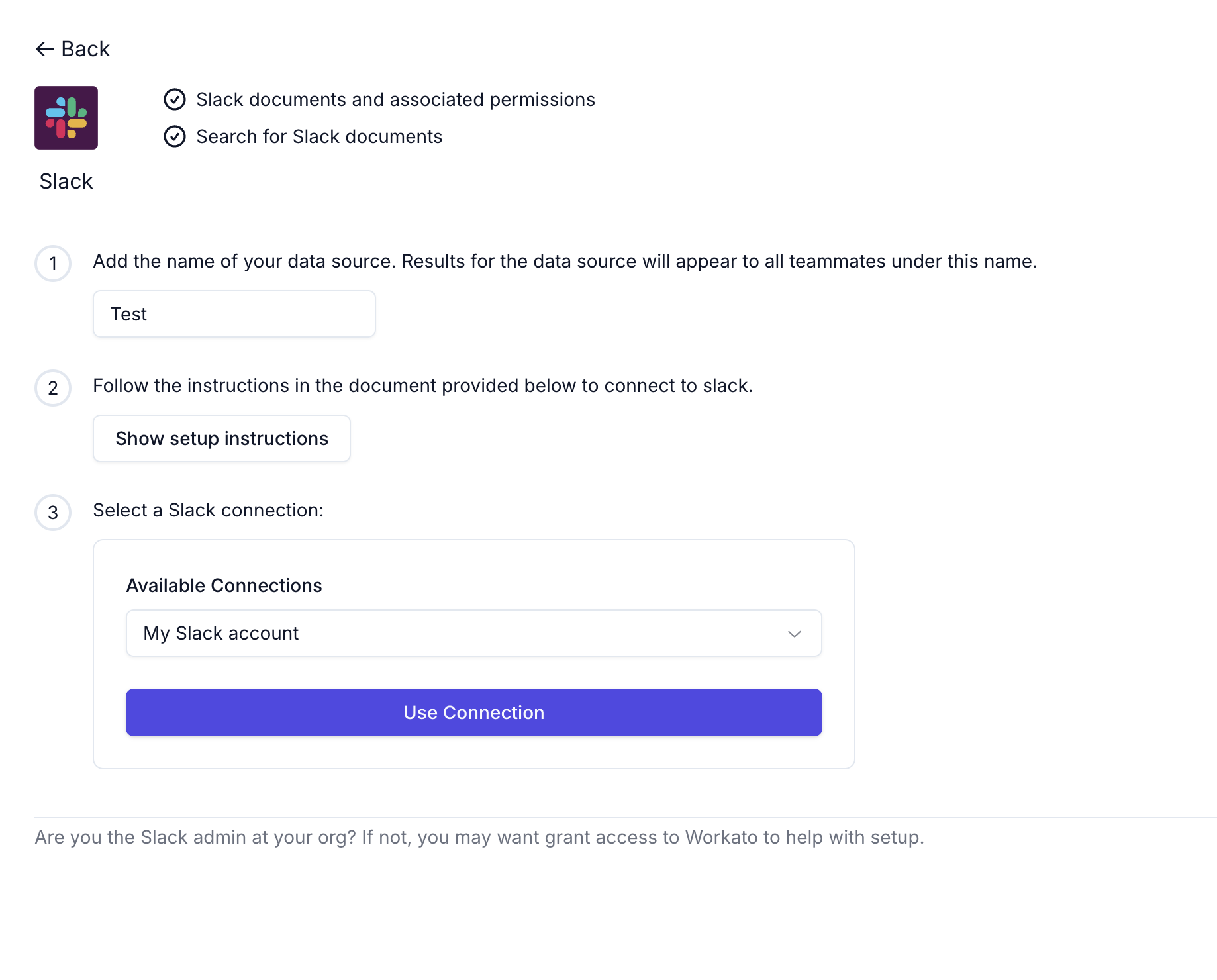 Use Slack connection