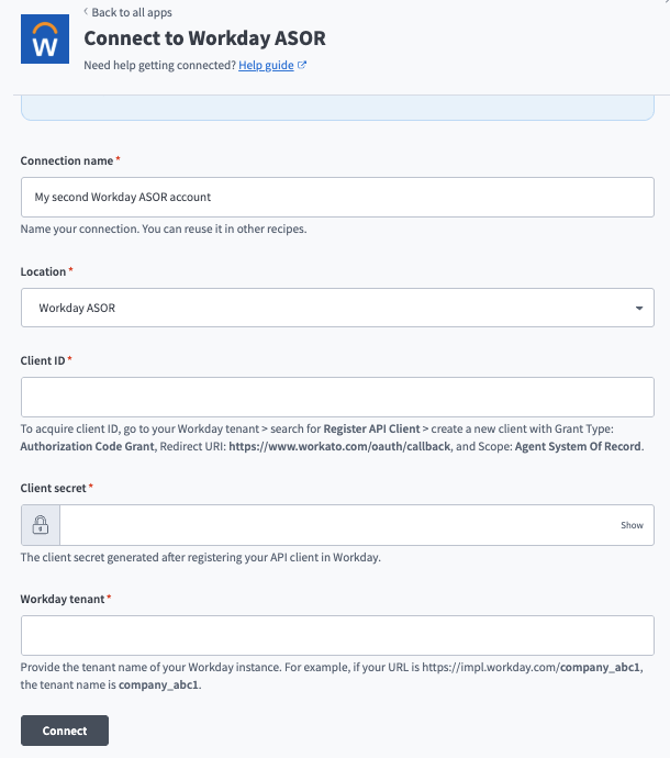 Workday ASORコネクション設定