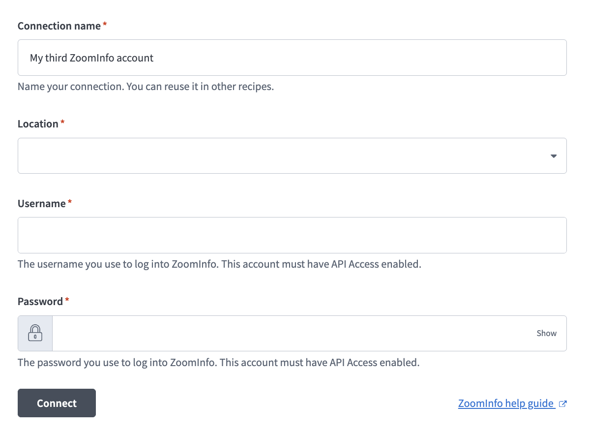 Set up your ZoomInfo connection